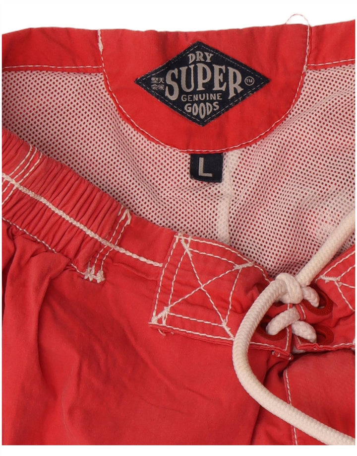 Męskie spodenki kąpielowe Superdry Graphic, duże, czerwone, poliestrowe
