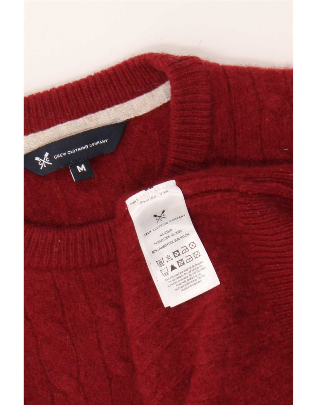 Crew Clothing Męski sweter z kołnierzykiem, średnio czerwony, z owczej wełny