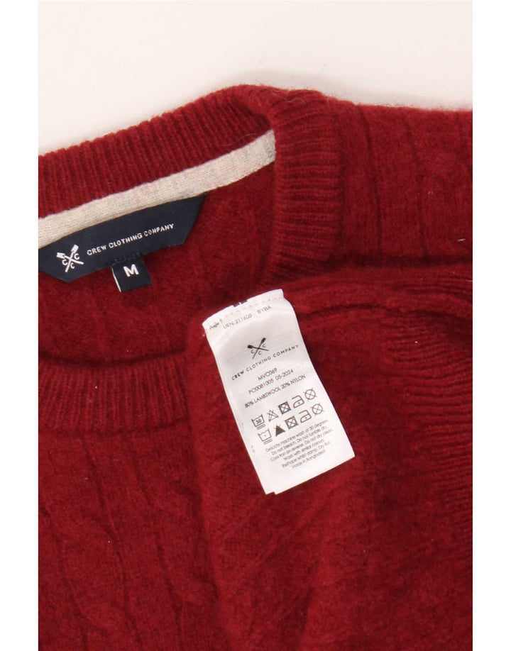 Crew Clothing Męski sweter z kołnierzykiem, średnio czerwony, z owczej wełny