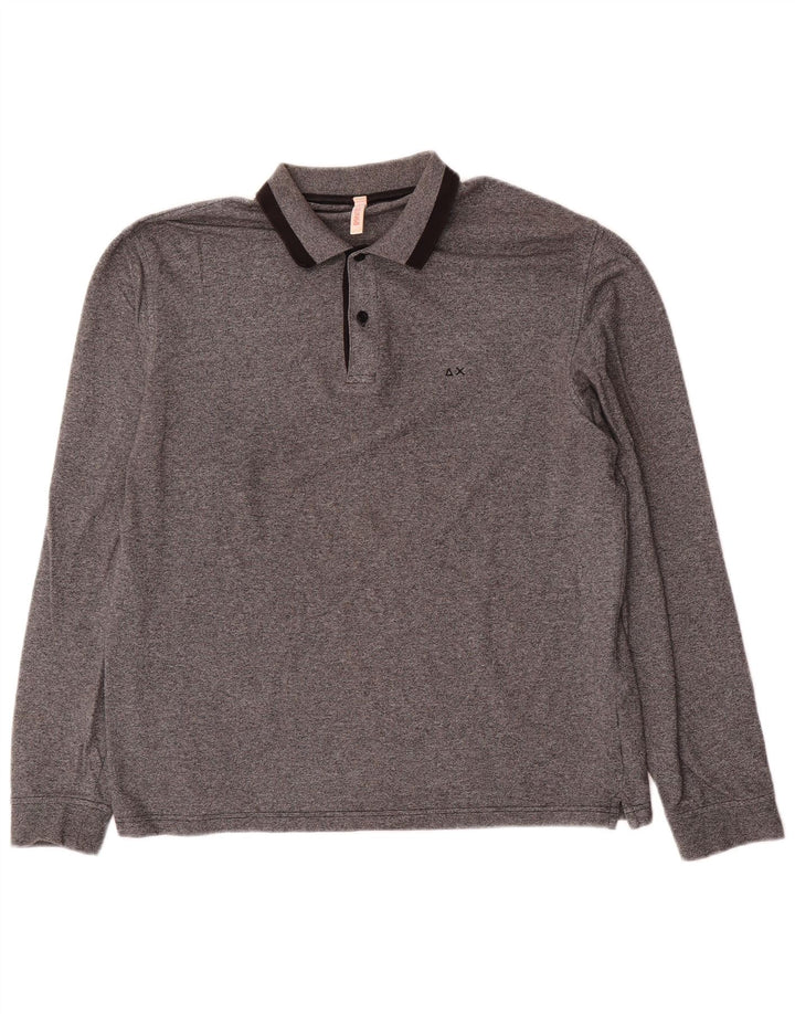 Męska koszulka polo z długim rękawem Sun68 XL, szara bawełna