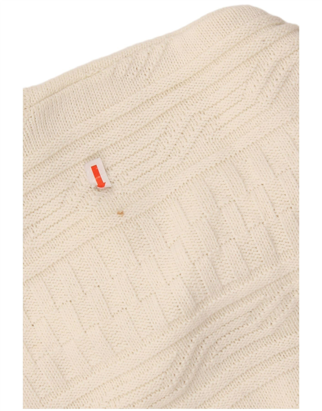 Męski sweter z okrągłym dekoltem w stylu VINTAGE, duży, biały, geometryczny, bawełniany