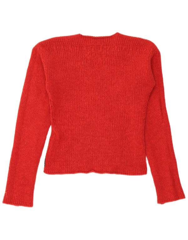 Damski sweter Armani Jeans z dekoltem w kształcie litery V, UK 14, duży czerwony