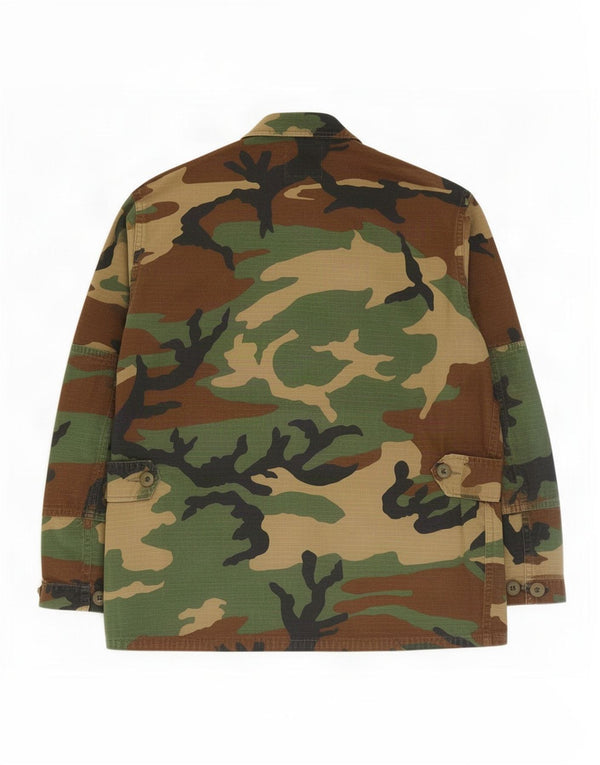 Męska kurtka wojskowa w stylu vintage, graficzna UK 36, mała, bawełniana w kamuflażu khaki