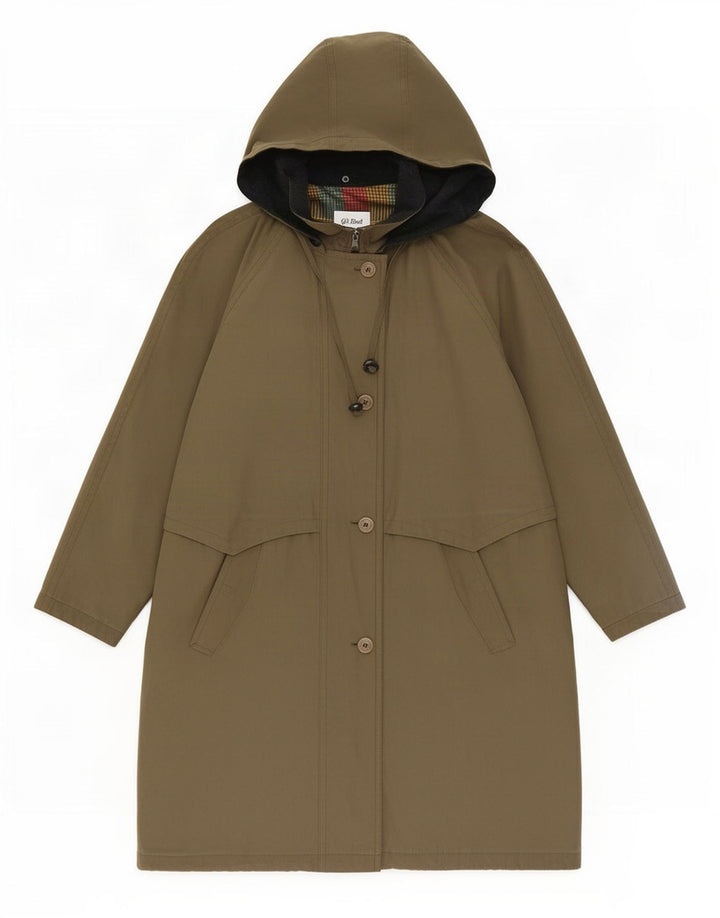 Damska kurtka parka z kapturem, oversize Gil Bret UK 16, duża, khaki, poliester