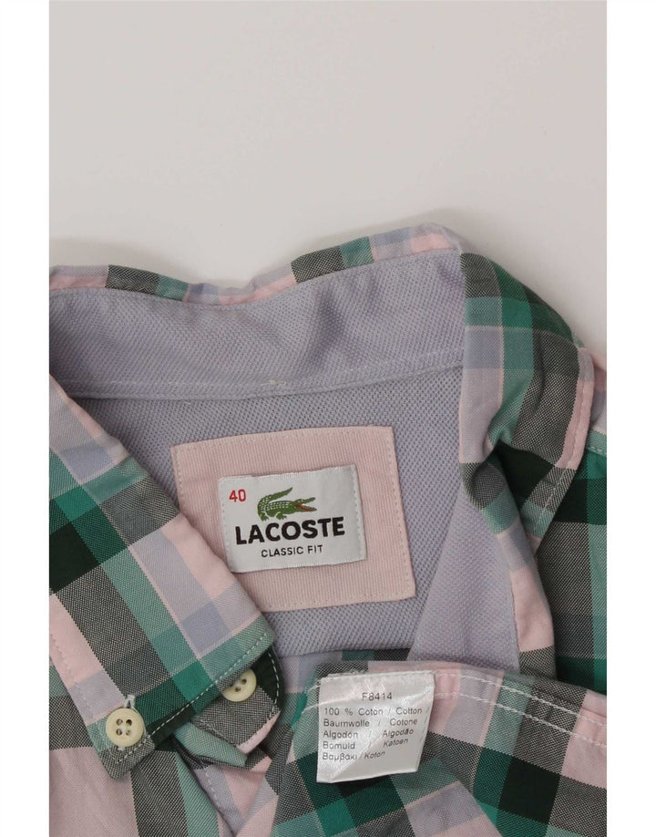 Koszula męska Lacoste o klasycznym kroju, rozmiar 40, bawełniana w średnią zieloną kratkę