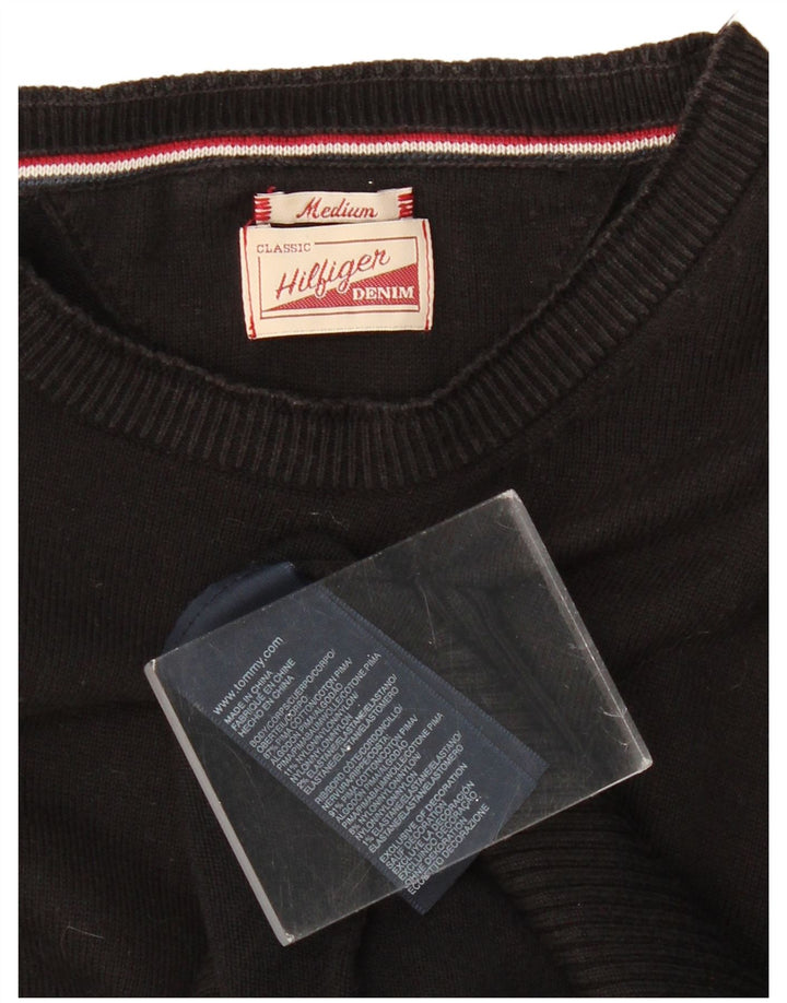 TOMMY HILFIGER Męski sweter z dekoltem w łódkę, średniej wielkości, czarny, bawełniany