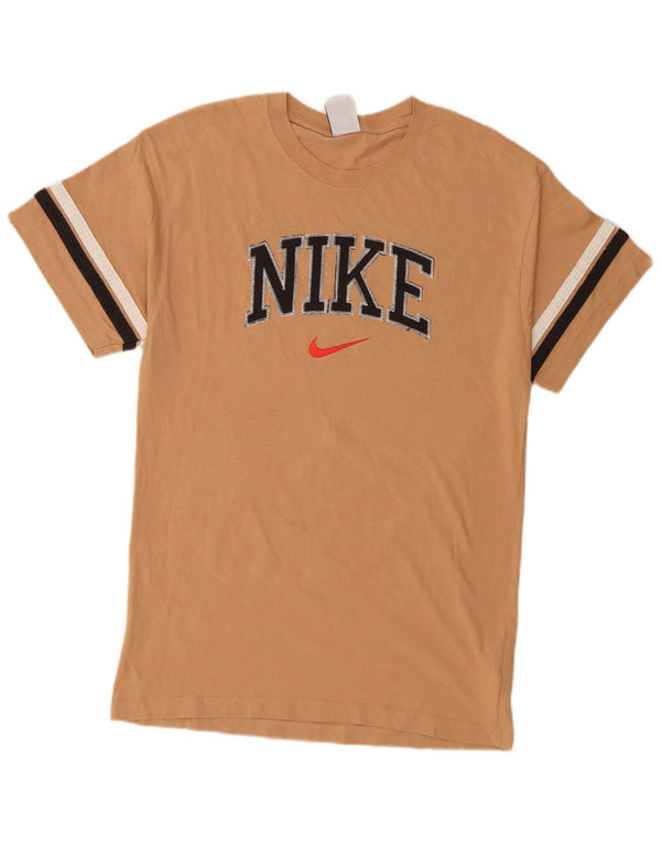 Męski T-shirt z grafiką Nike, mały, beżowy, bawełniany