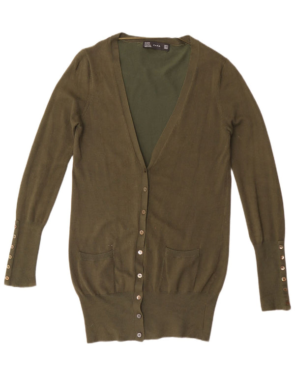 Damski sweter o przedłużonym fasonie Zara UK 12 Medium Khaki Rayon