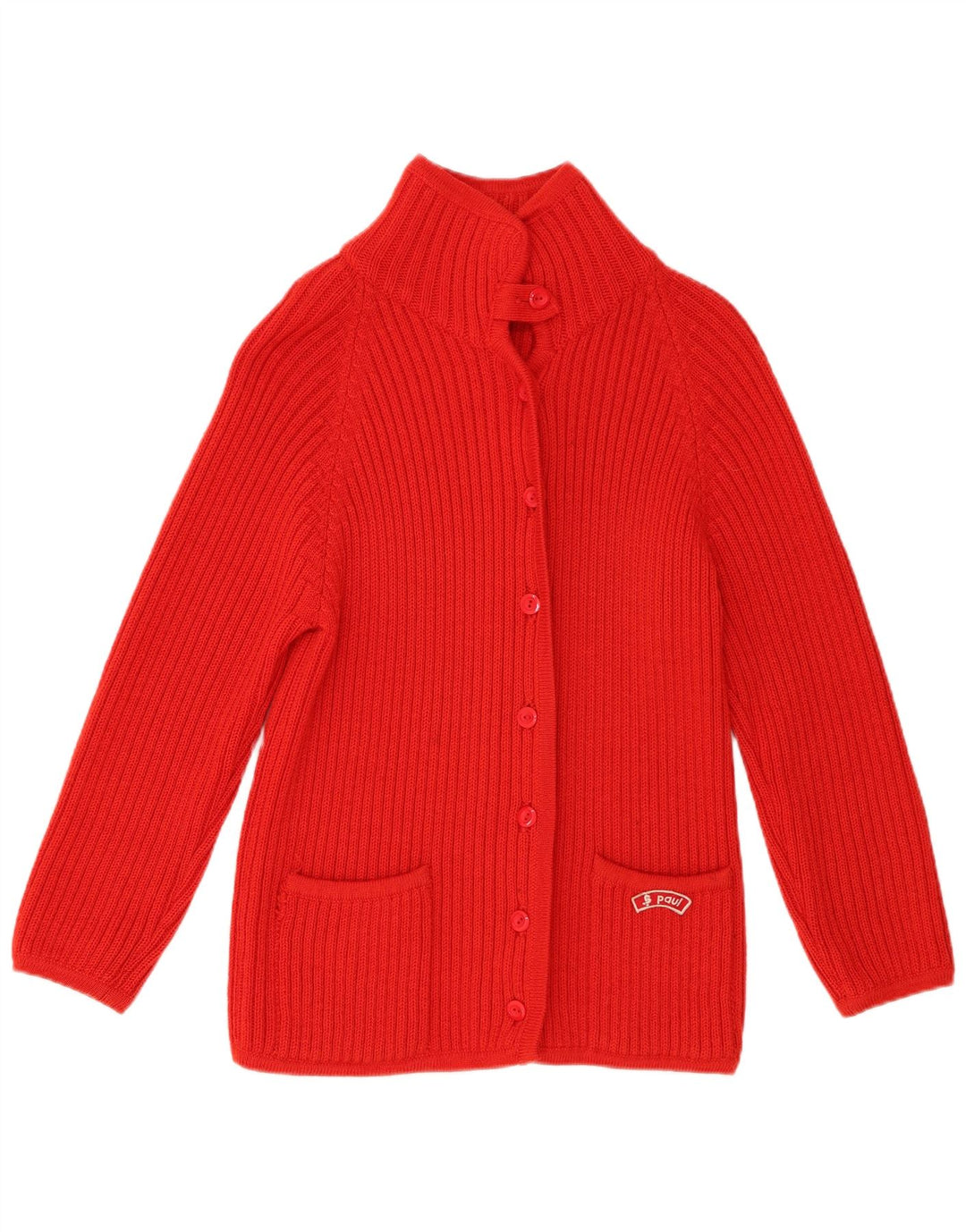 Sweter damski w stylu vintage, UK 10, mała, czerwona wełna