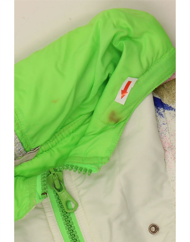 Damska kurtka wiatrówka z kapturem Brunik IT 46, duża, wielokolorowa, geometryczna