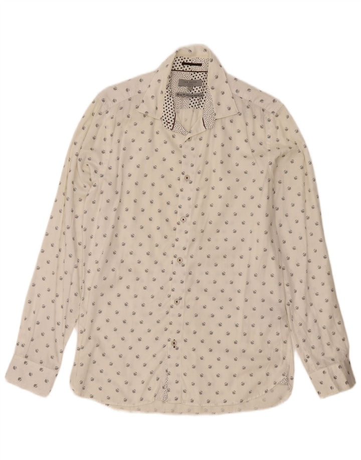 Koszula męska Ted Baker w abstrakcyjny wzór, rozmiar 3, średnia, biała, bawełniana