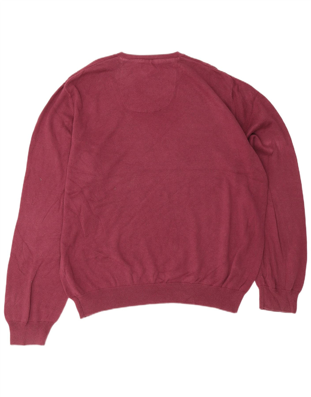 Marks & Spencer Męski sweter o regularnym kroju z dekoltem w kształcie litery V, 2XL, bordowa bawełna