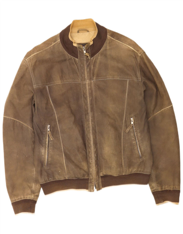 Męska skórzana kurtka bomber Gimo UK 40, duża brązowa