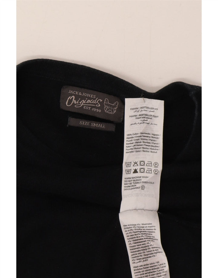 Męski sweter z okrągłym dekoltem Jack & Jones, mały, czarny, bawełniany