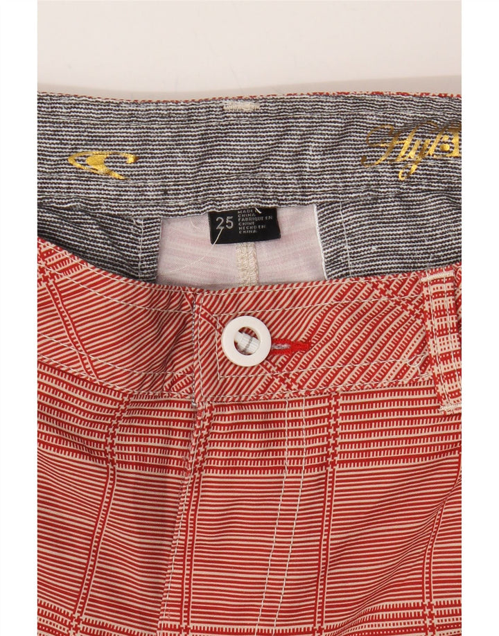 O'NEILL Womens Chino Shorts W25 XS  Red Check Polyester Vintage O'Neill and Second-Hand O'Neill from Messina Hembry 