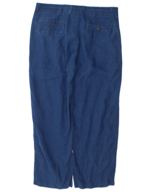 Marks & Spencer Mens Loose Fit Chino Trousers W34 L29 Blue Linen