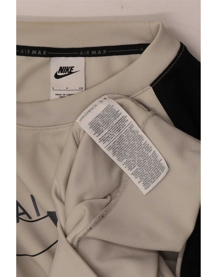 Męski sweter z grafiką Nike, mały, szary, z blokami kolorów, poliester
