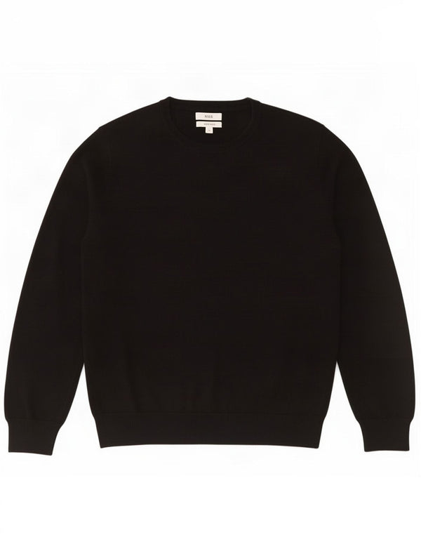 Marks & Spencer Męski sweter z okrągłym dekoltem XL, czarny, bawełniany
