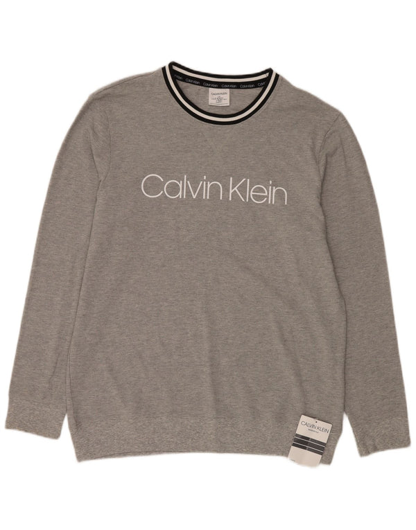Męski sweter Calvin Klein z okrągłym dekoltem i dużymi szarymi paskami