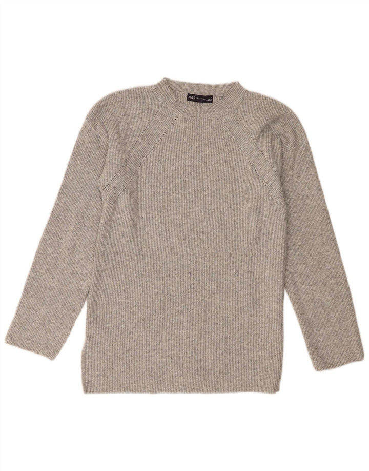 Marks & Spencer Damski sweter z okrągłym dekoltem UK 12, średni szary nakrapiany
