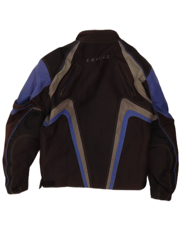 Męska kurtka Lewis Graphic Racer UK 38 Średnio czarny nylon z blokami kolorów