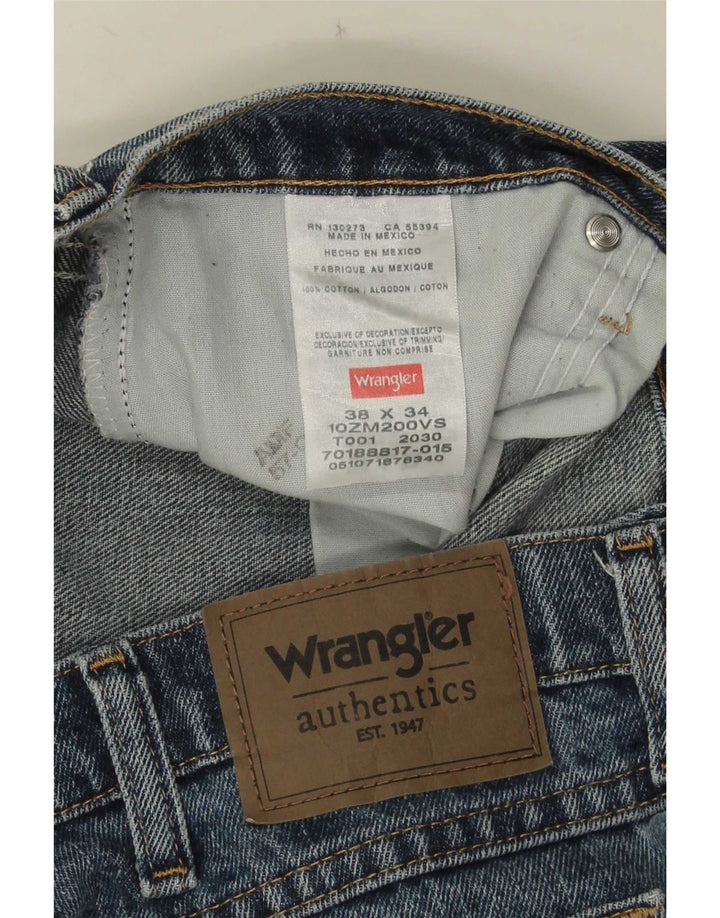 Wrangler Męskie proste dżinsy W38 L34 Niebieskie bawełniane