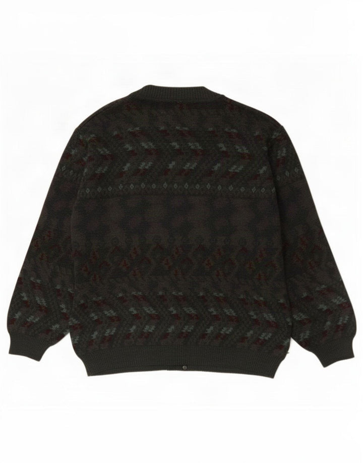 Vintage męski sweter kardigan, duży szary