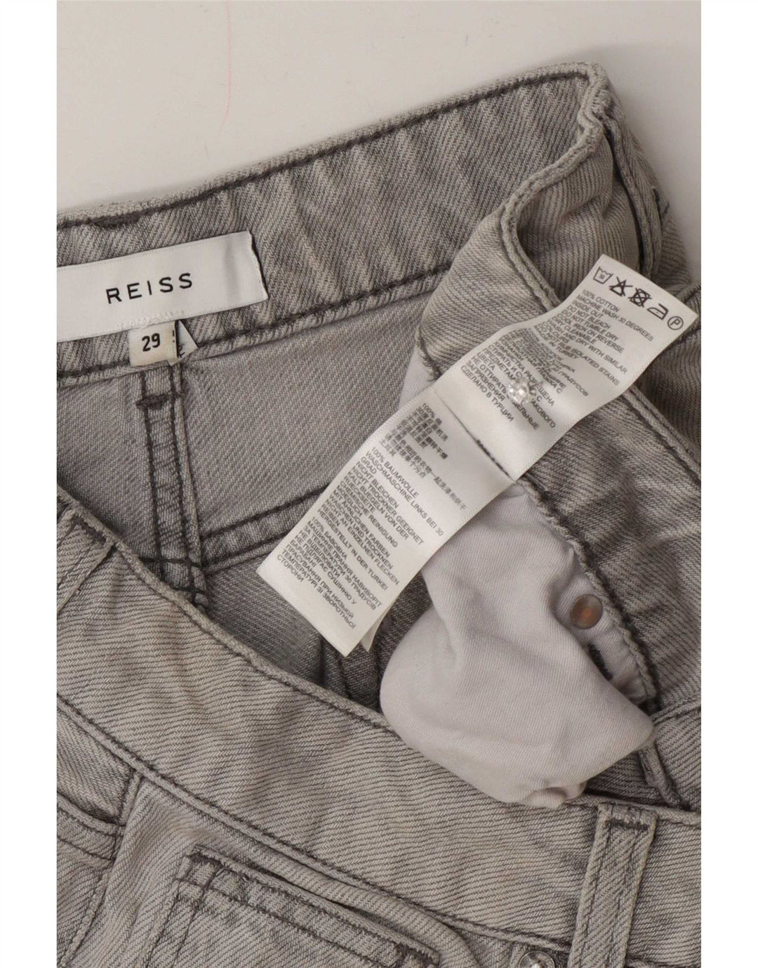 Damskie jeansy Capri Reiss W29 L21 Szara bawełna