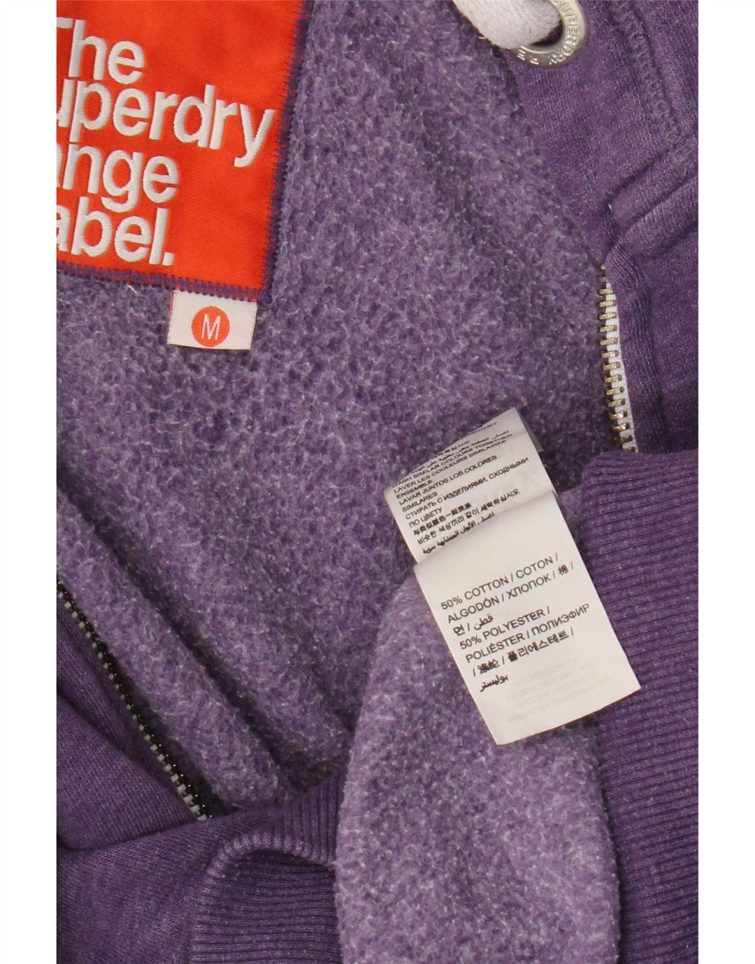 Męski sweter z kapturem i zamkiem Superdry, średni fiolet, bawełna