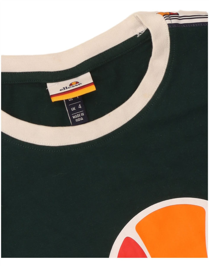 Damski T-shirt z krótkim rękawem ELLESSE, UK 4 XS, zielony, bawełniany