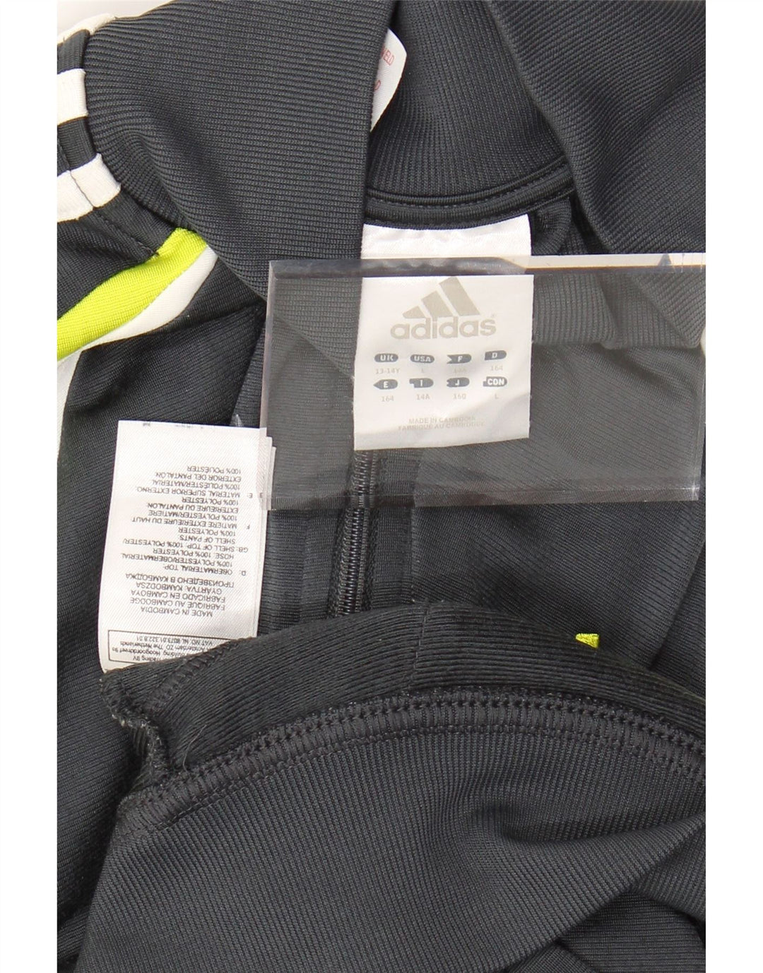 Chłopięca kurtka dresowa ADIDAS 13-14 lat Szary poliester z blokami kolorów