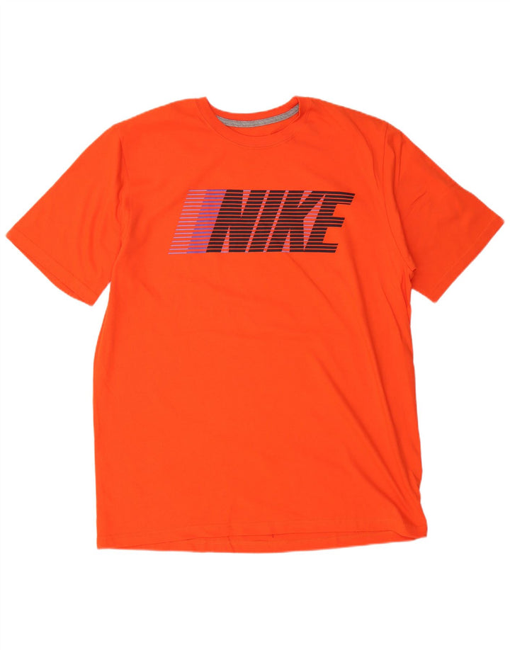 Męski T-shirt NIKE o regularnym kroju z grafiką, XL, pomarańczowy, bawełniany