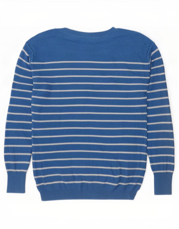 Damski sweter oversize Fat Face z dekoltem w łódkę UK 10 w małe niebieskie paski