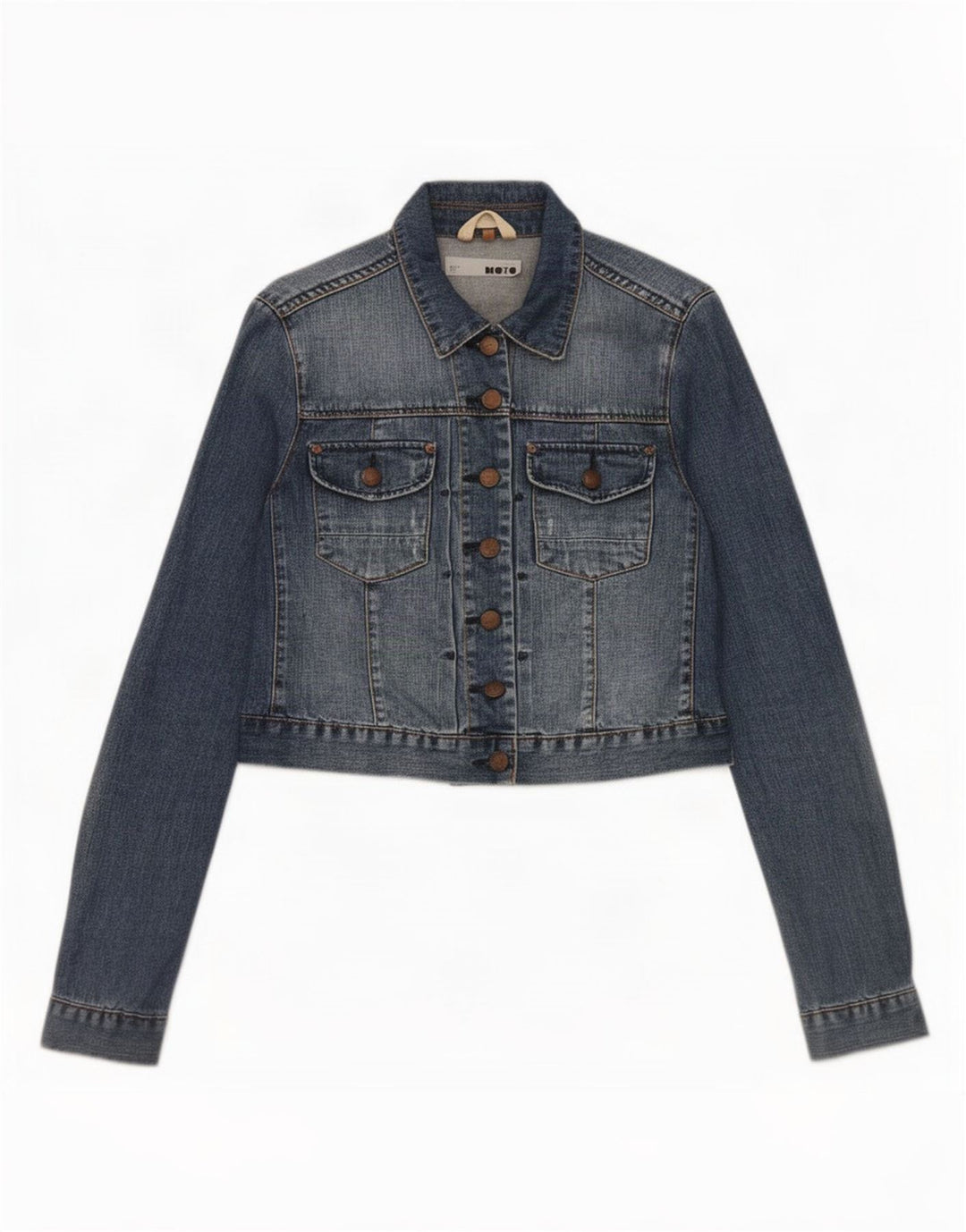 Damska kurtka jeansowa Topshop Crop UK 12, średnia niebieska, bawełniana