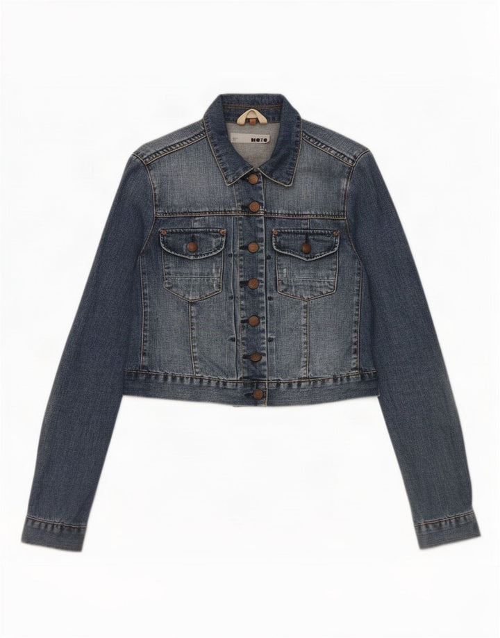 Damska kurtka jeansowa Topshop Crop UK 12, średnia niebieska, bawełniana