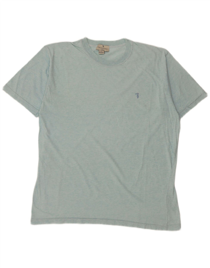 T-shirt męski Trussardi, duży, niebieski, bawełniany