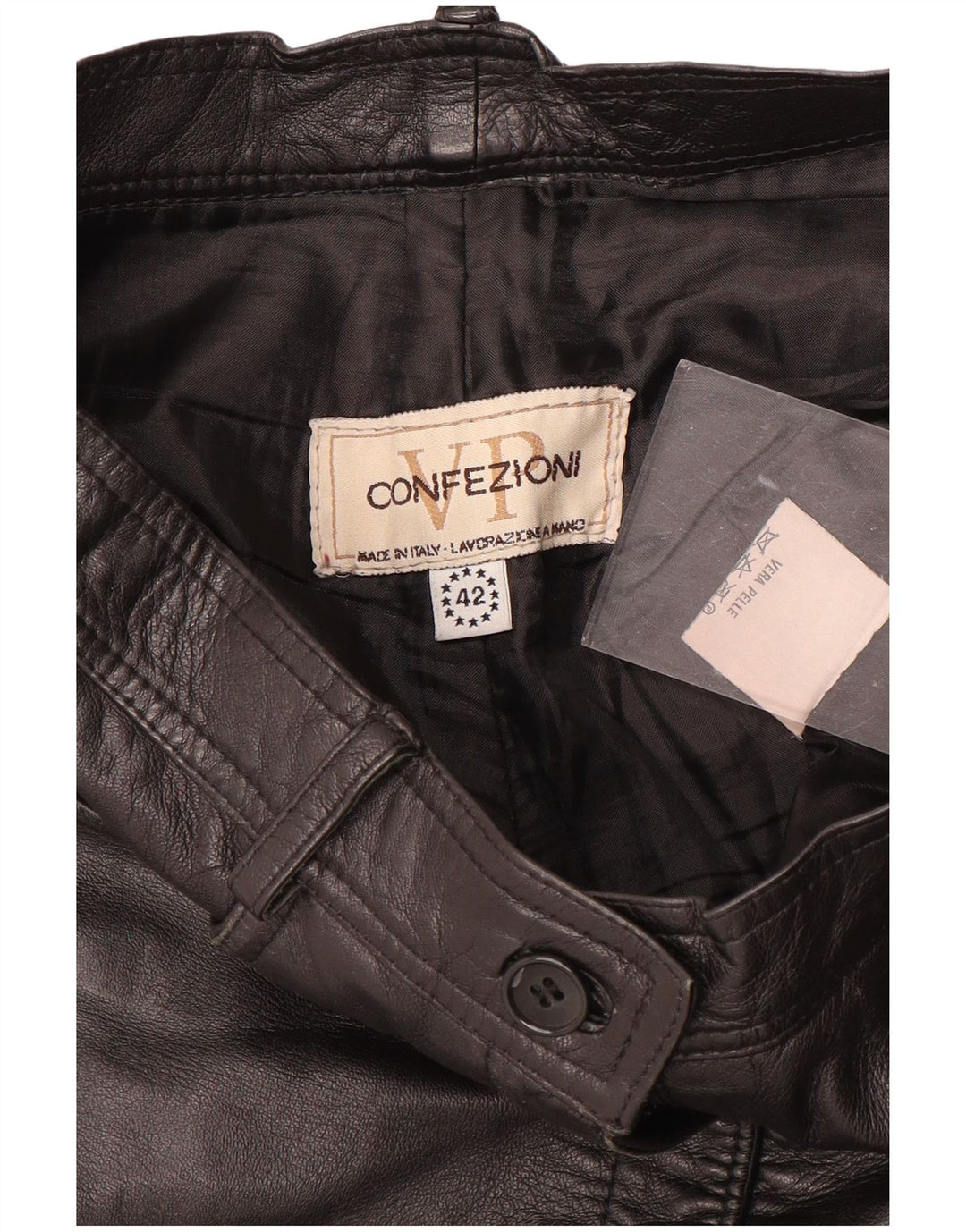 Spodnie damskie VINTAGE IT 42 Medium W28 L29 Czarna skóra