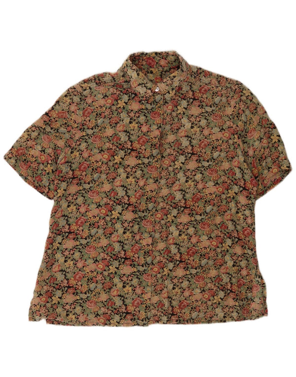 Koszula damska z krótkim rękawem w stylu vintage, UK 18 XL, wielobarwna w kwiaty