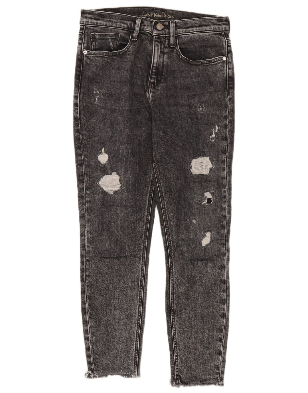 Damskie jeansy Calvin Klein Distressed Skinny Cropped W27 L26 Szare