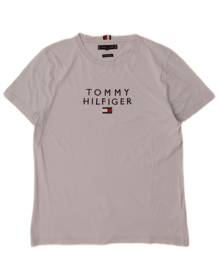 Męska koszulka z grafiką Tommy Hilfiger, średnia szara bawełna