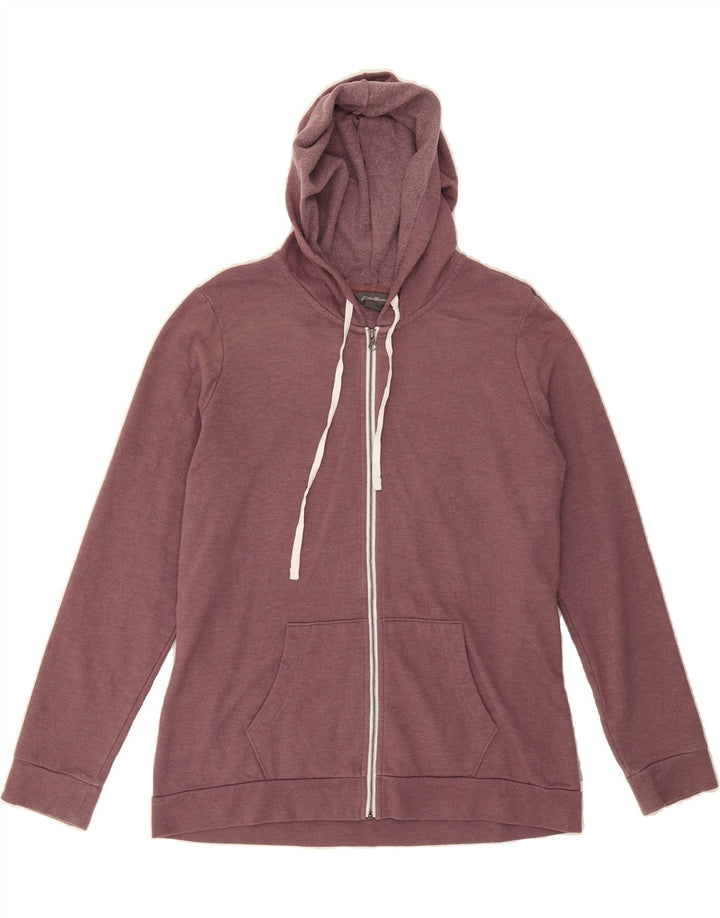 EDDIE BAUER Womens Zip Hoodie Sweater UK 14 Medium Maroon Cotton Vintage Eddie Bauer and Second-Hand Eddie Bauer from Messina Hembry 