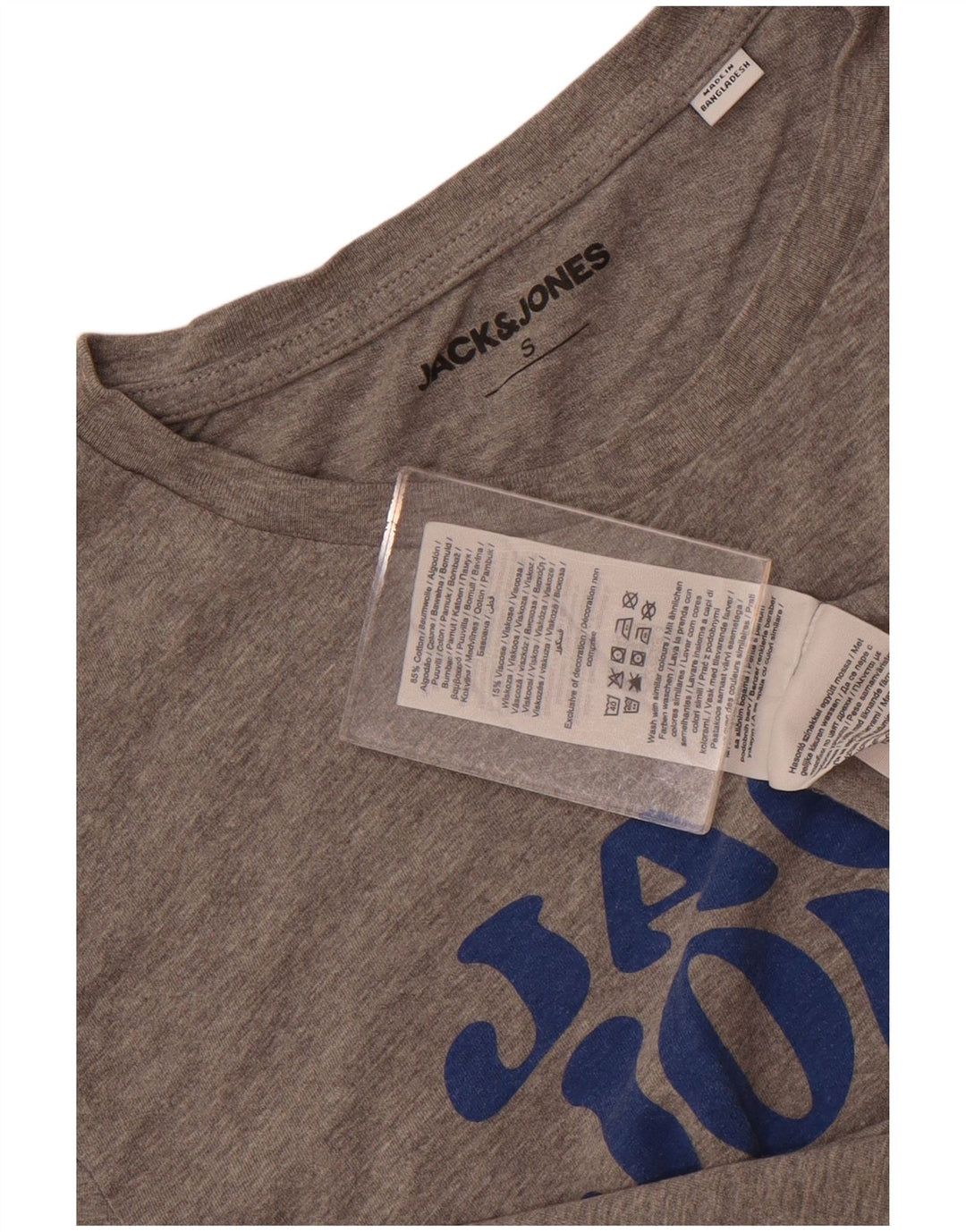 Męski T-shirt z grafiką Jack & Jones, mały, szary, nakrapiany, bawełniany