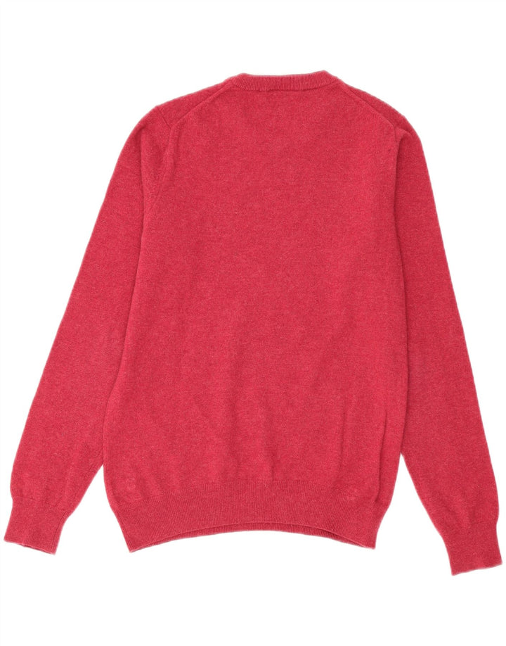 Lacoste Męski sweter z okrągłym dekoltem, rozmiar 3, mały, różowy, z dziewiczej wełny