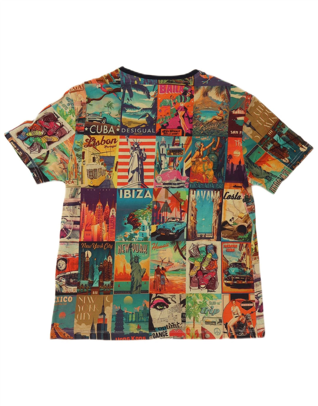 Męski T-shirt z grafiką Desigual Top, mały, wielobarwny patchwork