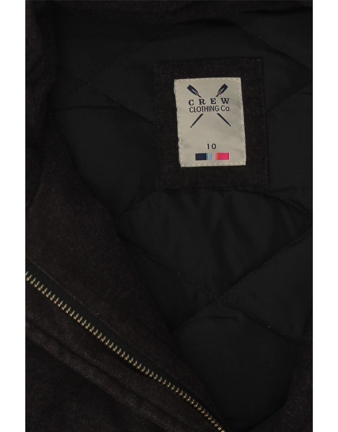 Crew Clothing Damska pikowana kurtka oversize UK 10, mała, czarna, bawełniana