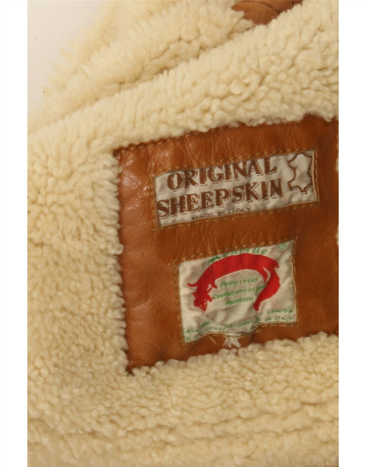 Vintage męska kurtka Shearling UK 36 Small Beżowa skóra owcza