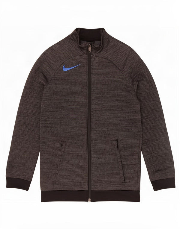 Nike Boys Dri Fit Tracksuit Top Jacket 8-9 Years Small Grey Colourblock