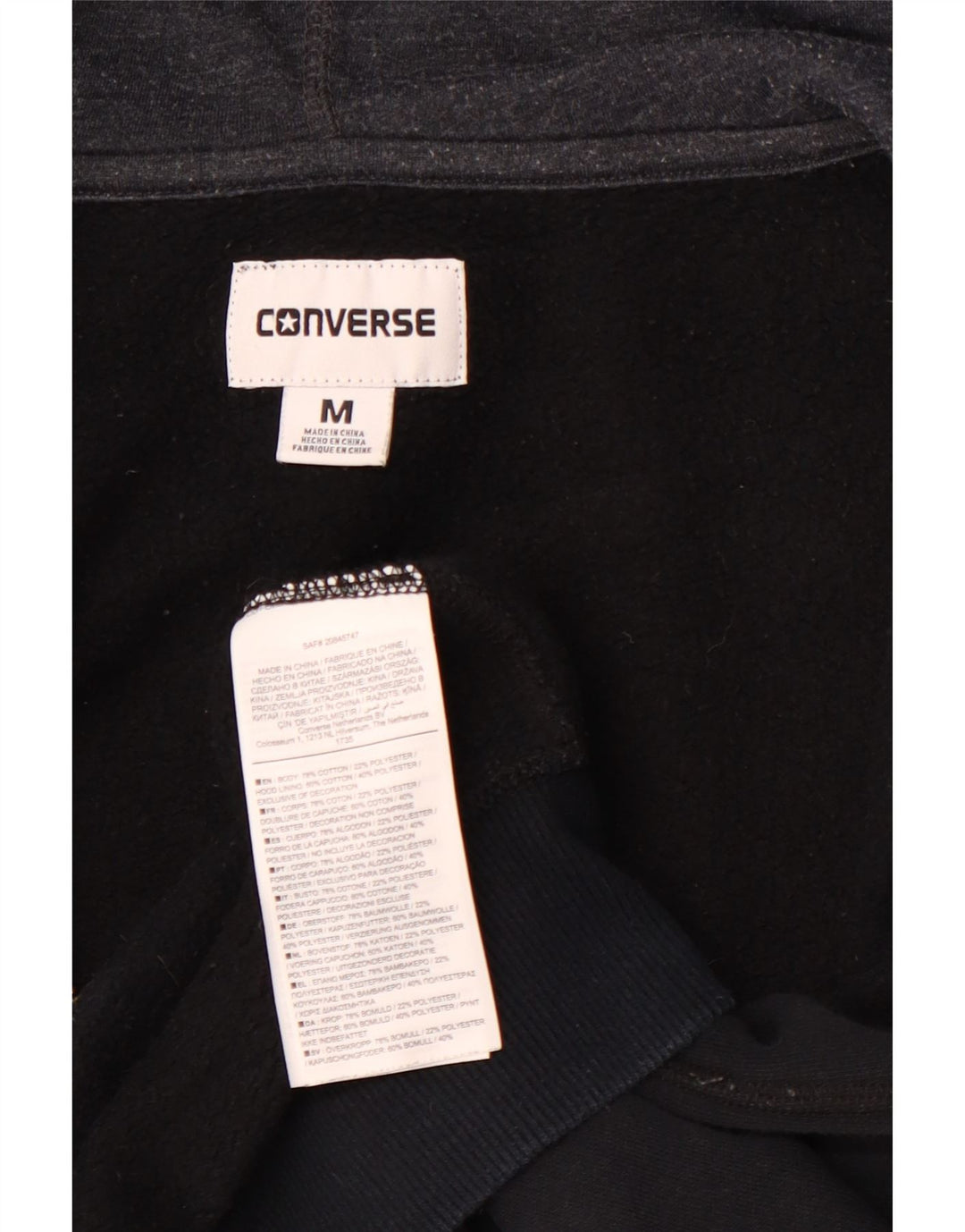 CONVERSE Damski sweter z kapturem i zamkiem Chuck Taylor UK 14, średni czarny, bawełniany