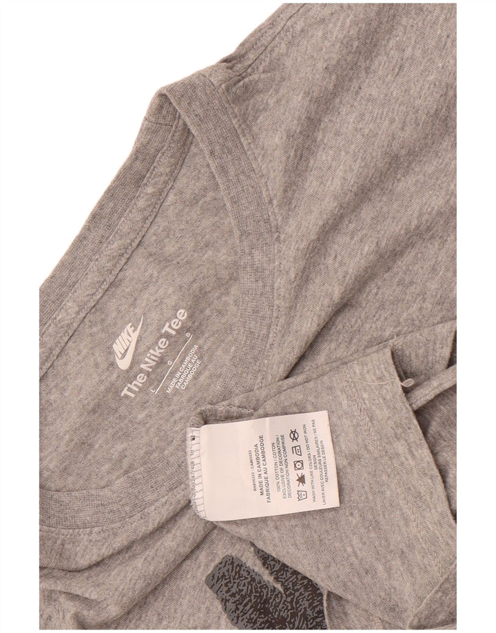 Męski T-shirt z grafiką Nike, duży, szary, bawełniany w cętki