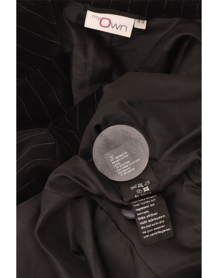 Moja własna damska aksamitna marynarka zapinana na 2 guziki IT 44 w średnie czarne prążki